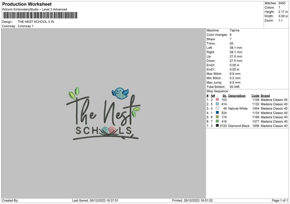 The Nest Embroidery File 6 sizes