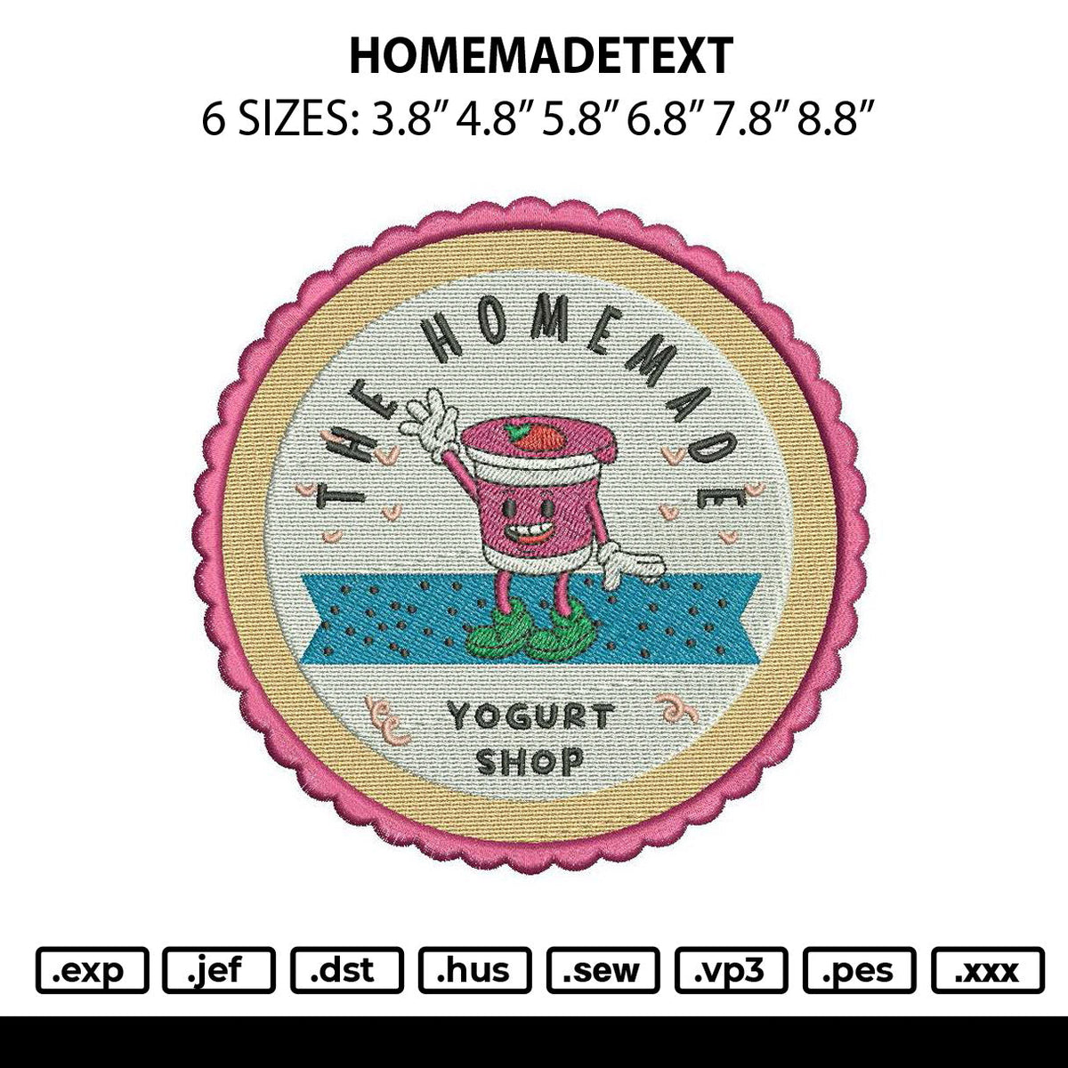Homemadetext Embroidery File 6 sizes