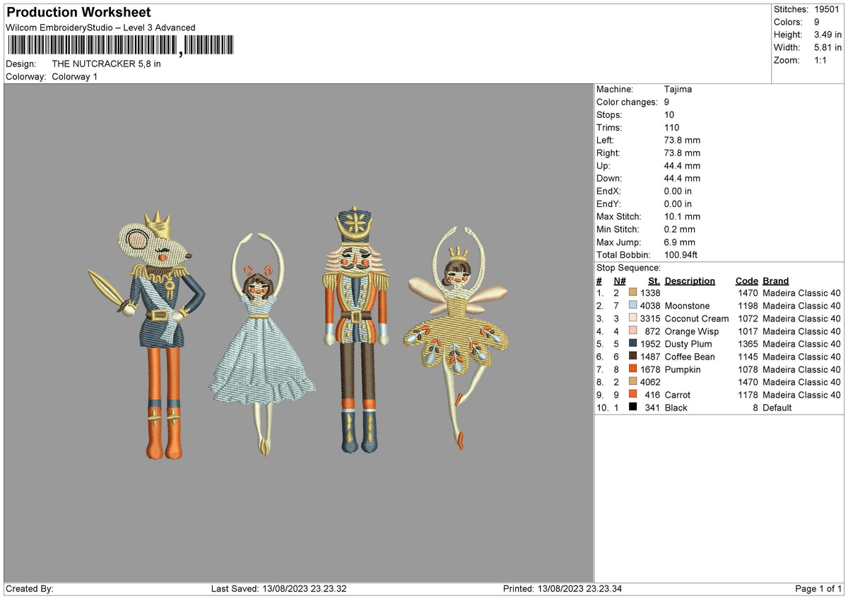 Nutracker Embroidery File 6 sizes