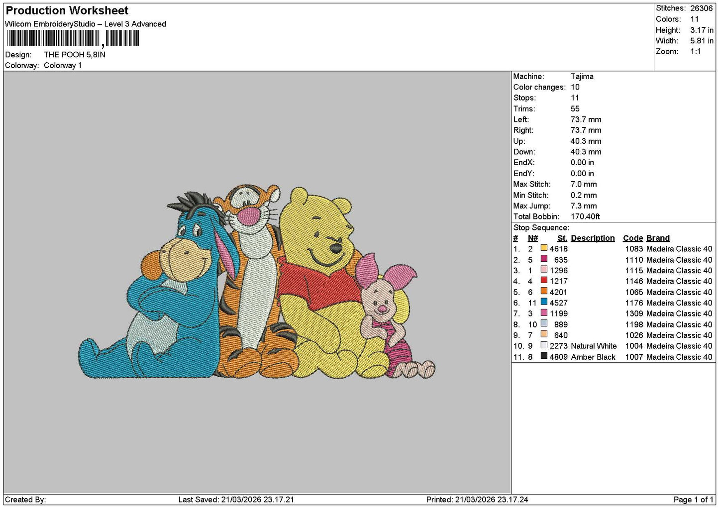 Pooh2103a Embroidery File 6 sizes