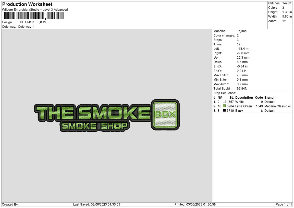THE SMOKE Embroidery File 6 size