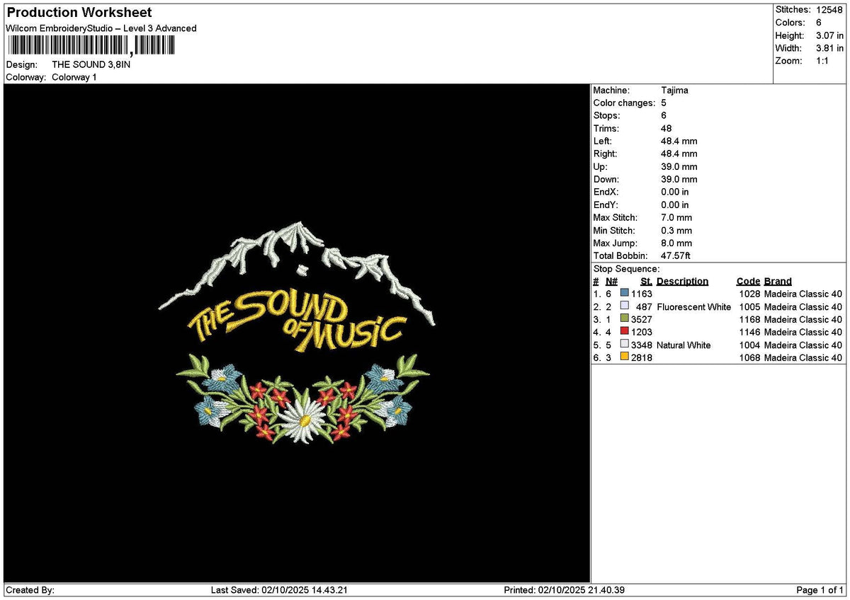 Soundtext 01 Embroidery File 6 sizes