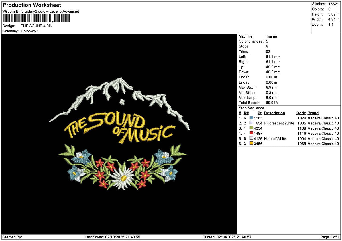 Soundtext 01 Embroidery File 6 sizes