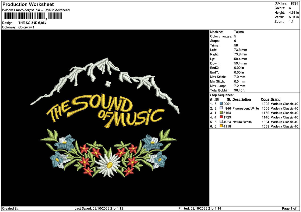 Soundtext 01 Embroidery File 6 sizes