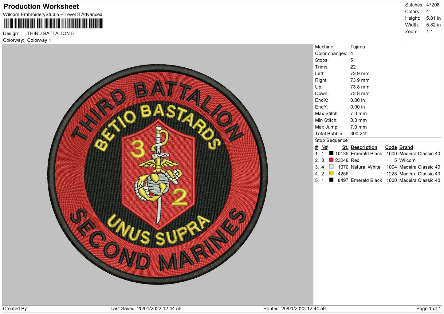 Thrid Battalion Embroidery