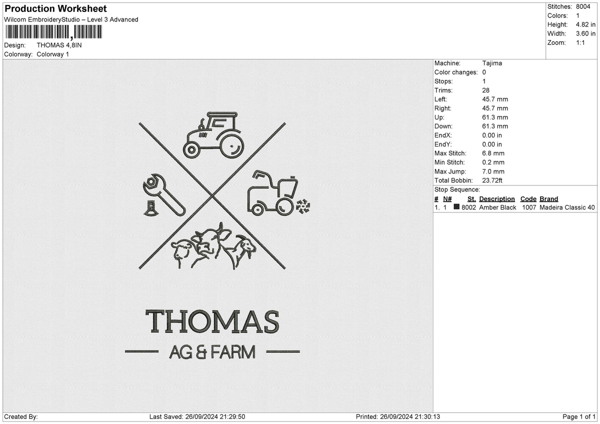THOMAS Embroidery File 6 size