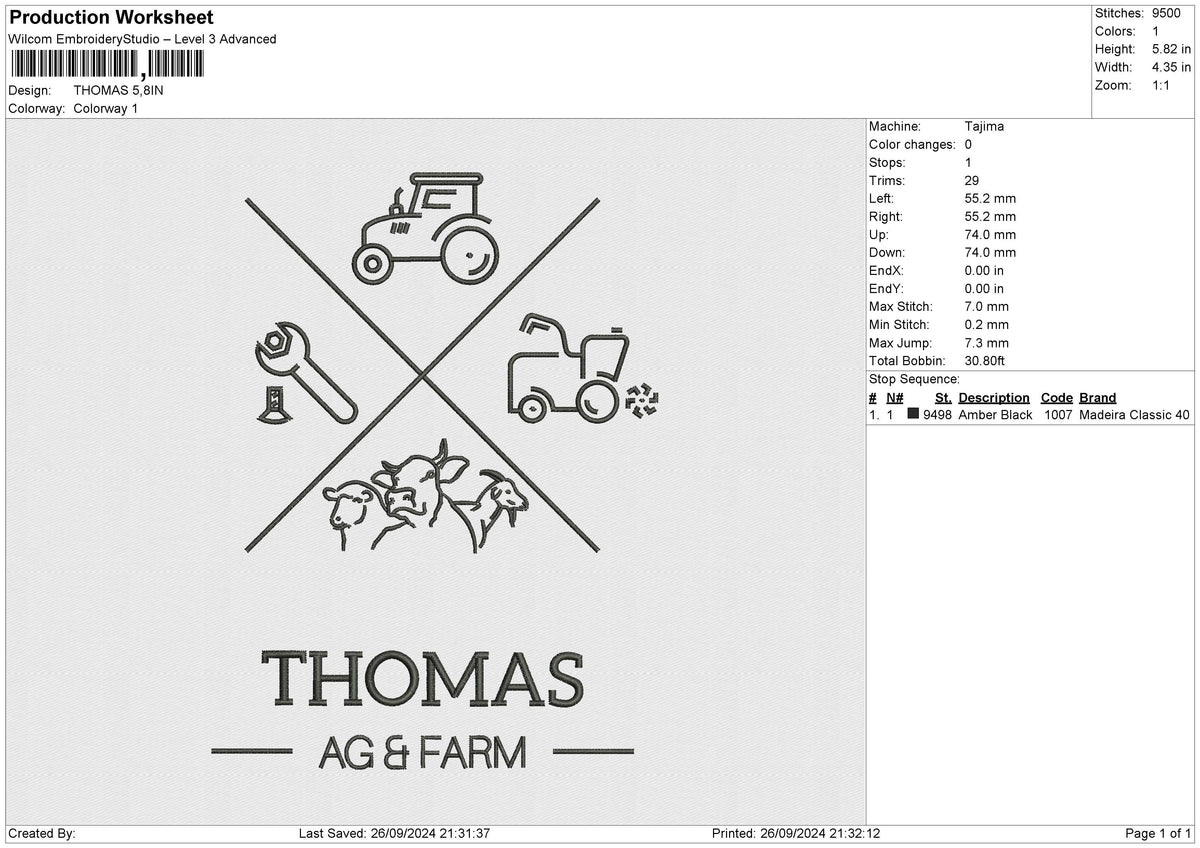 THOMAS Embroidery File 6 size
