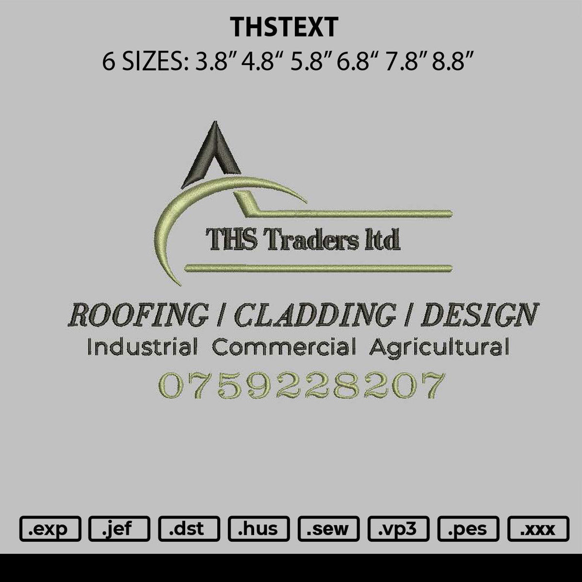 Thstext Embroidery File 6 sizes