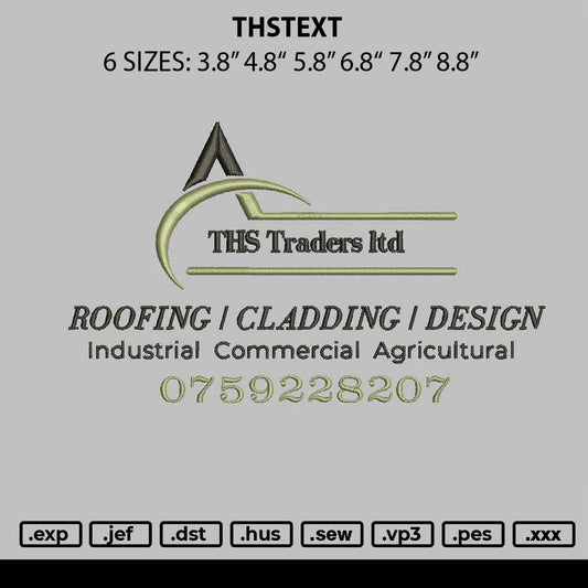 Thstext Embroidery File 6 sizes