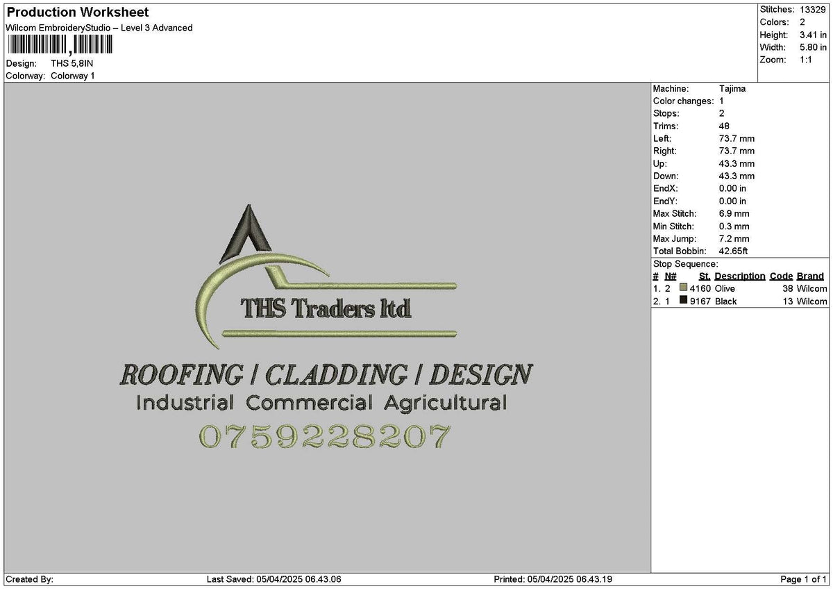 Thstext Embroidery File 6 sizes