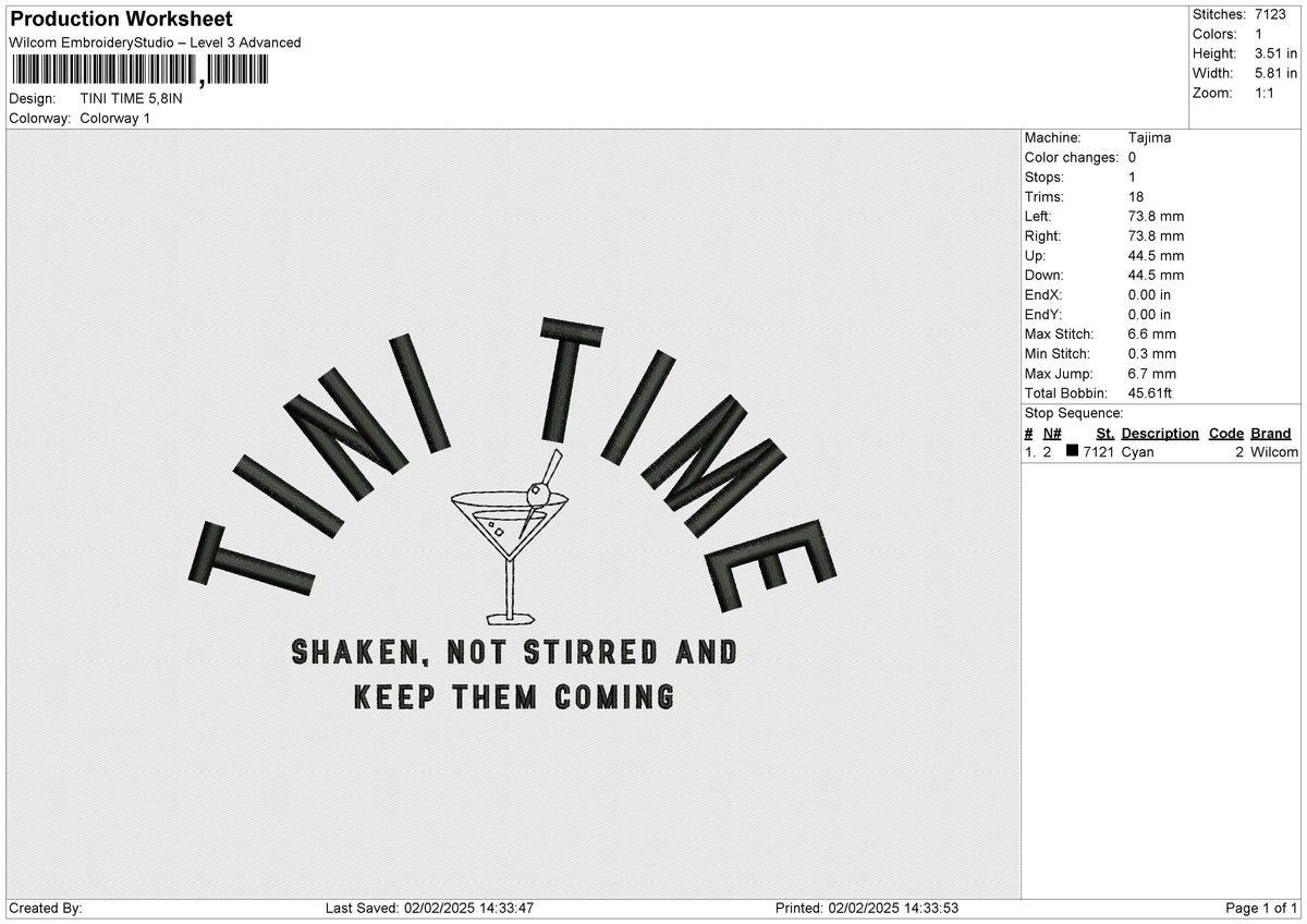 TINI TIME Embroidery File 6 size
