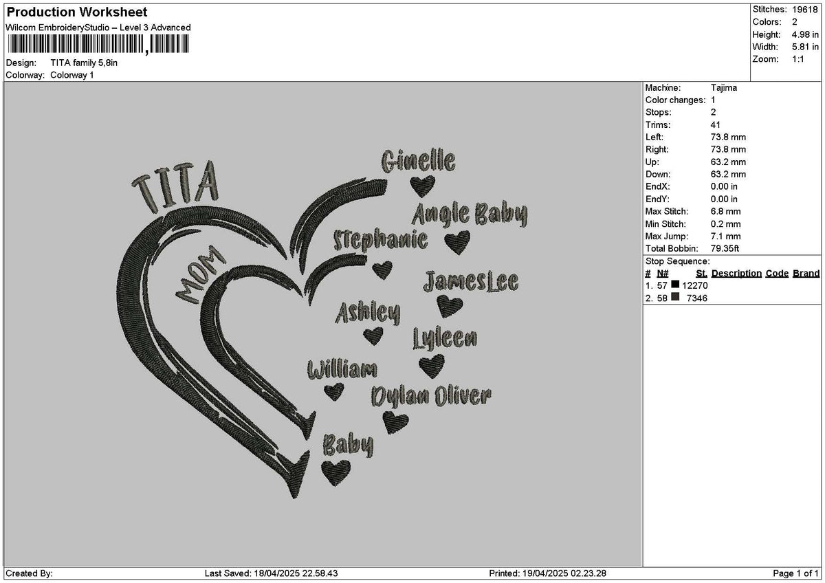 Titatext Embroidery File 6 sizes