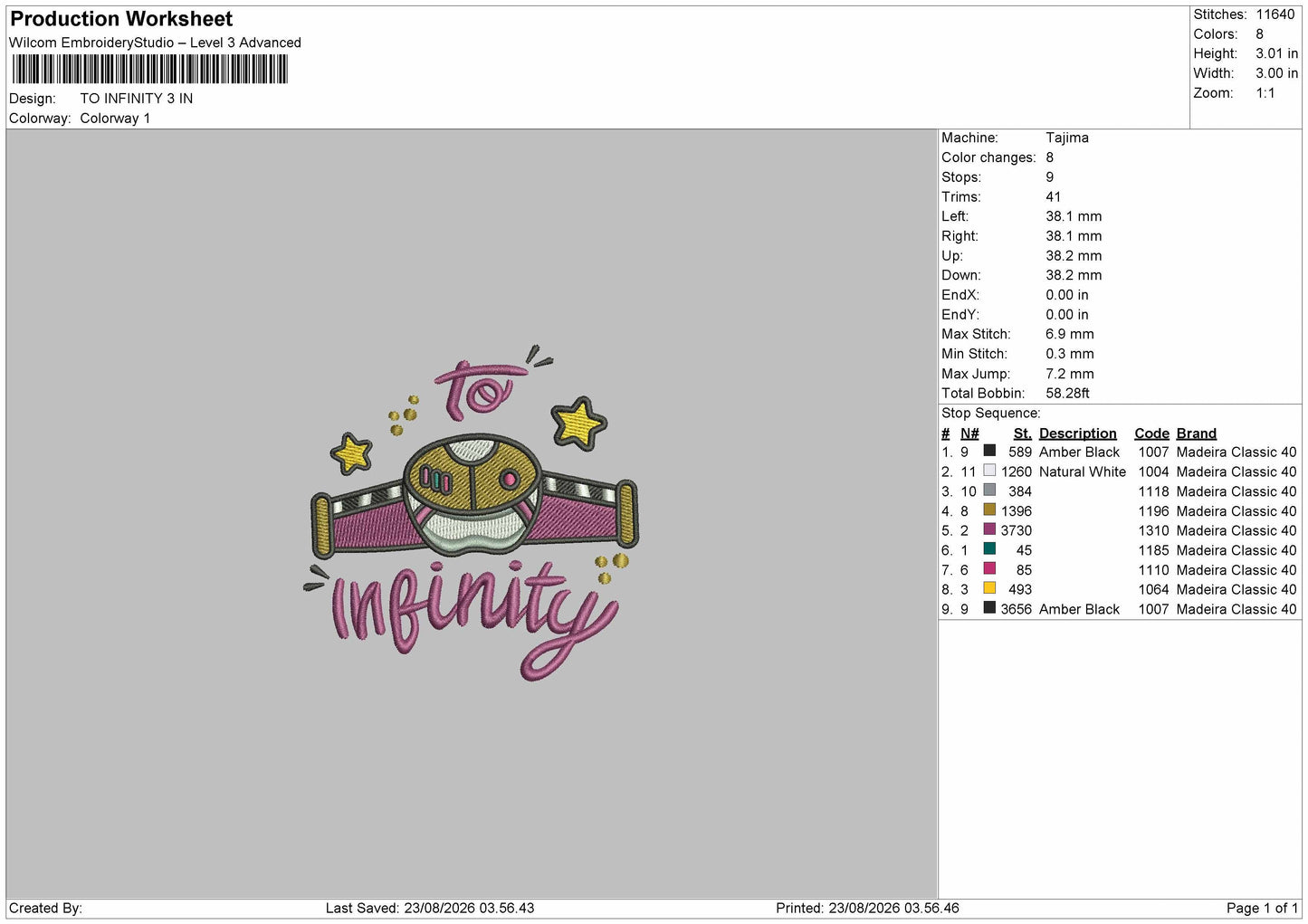 Infinity Text Embroidery Machine Design File 6 sizes