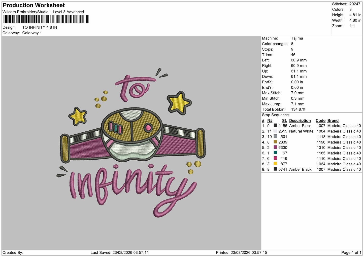 Infinity Text Embroidery Machine Design File 6 sizes