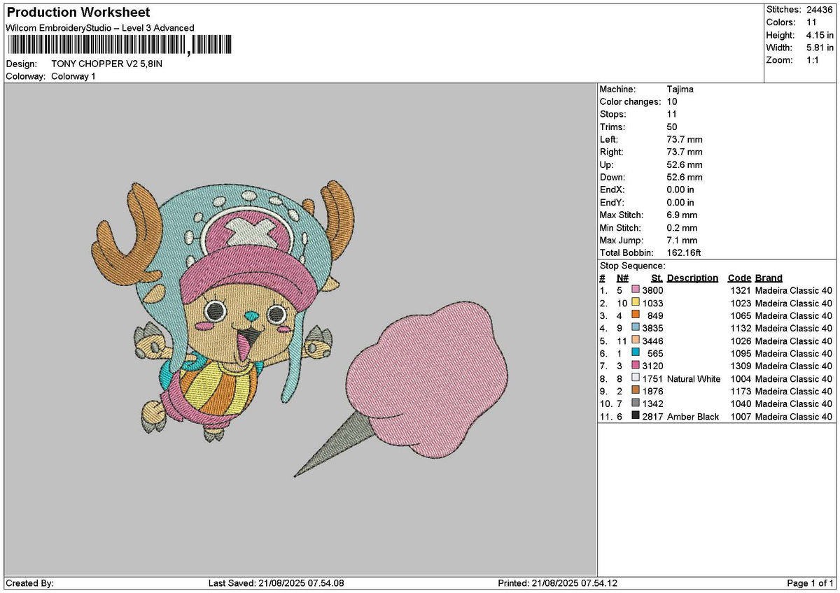 Tony2108 Embroidery File 6 sizes