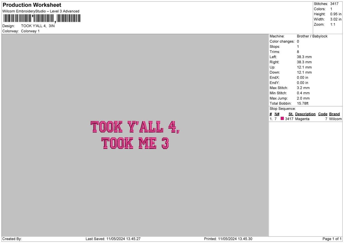 Text1105 3 Files Embroidery File 6 sizes