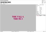 Text1105 3 Files Embroidery File 6 sizes