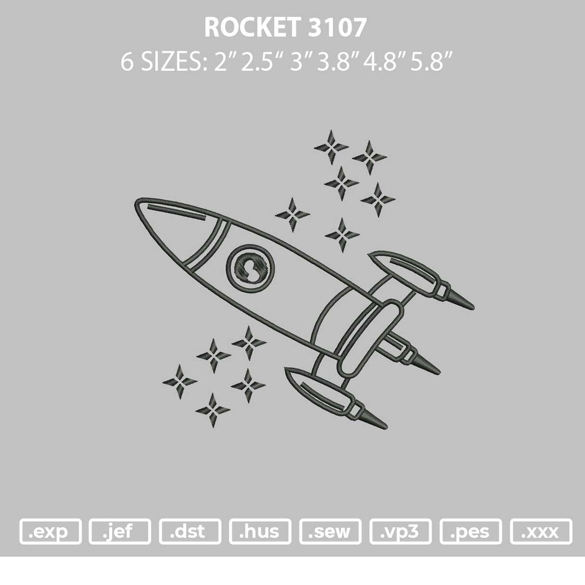 Rocket 3107 Embroidery File 6 size
