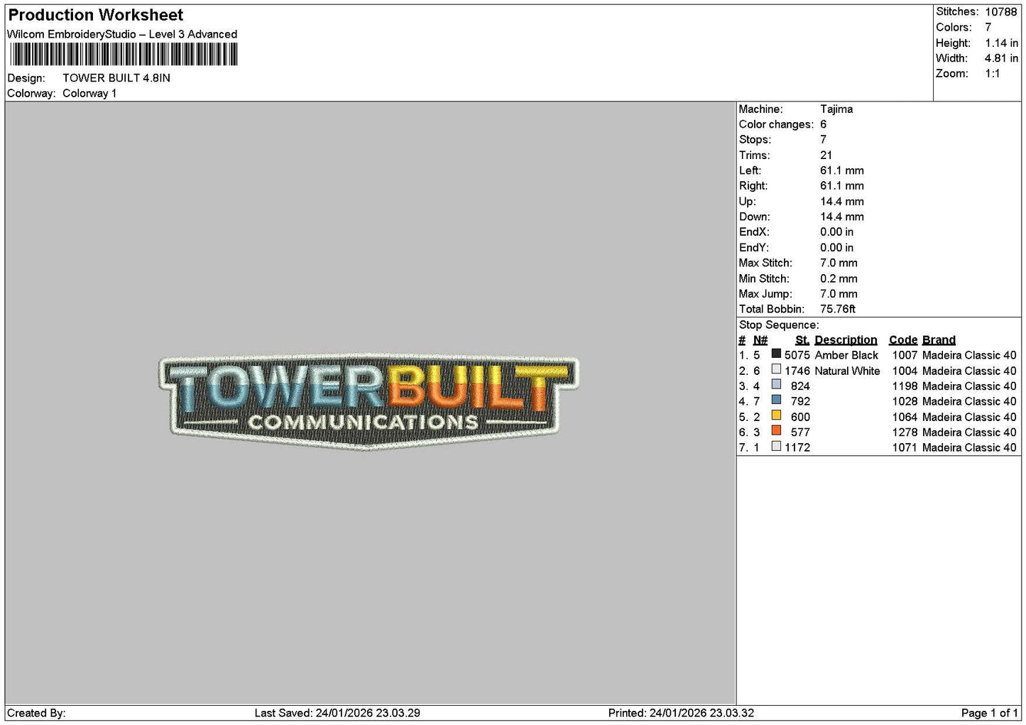 Towertext Embroidery File 6 sizes