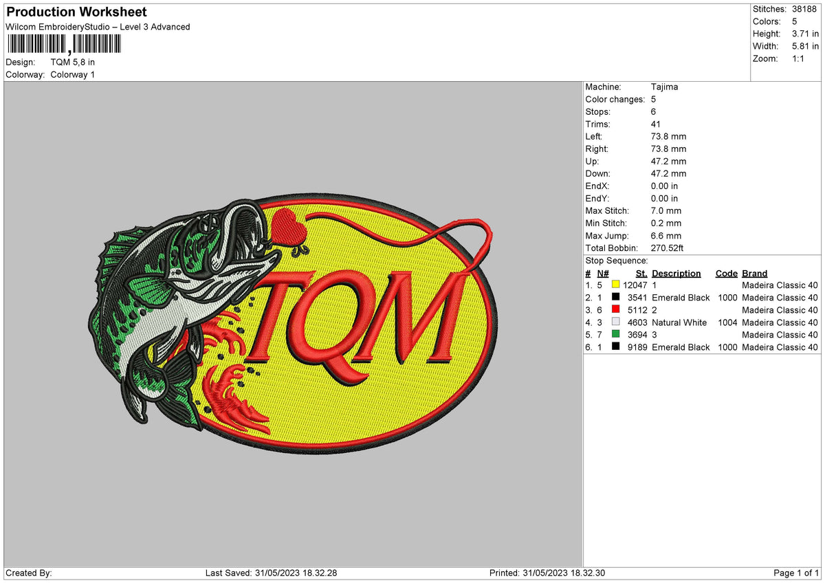 Tqm Embroidery File 6 sizes
