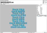 Tracktext Embroidery File 6 sizes
