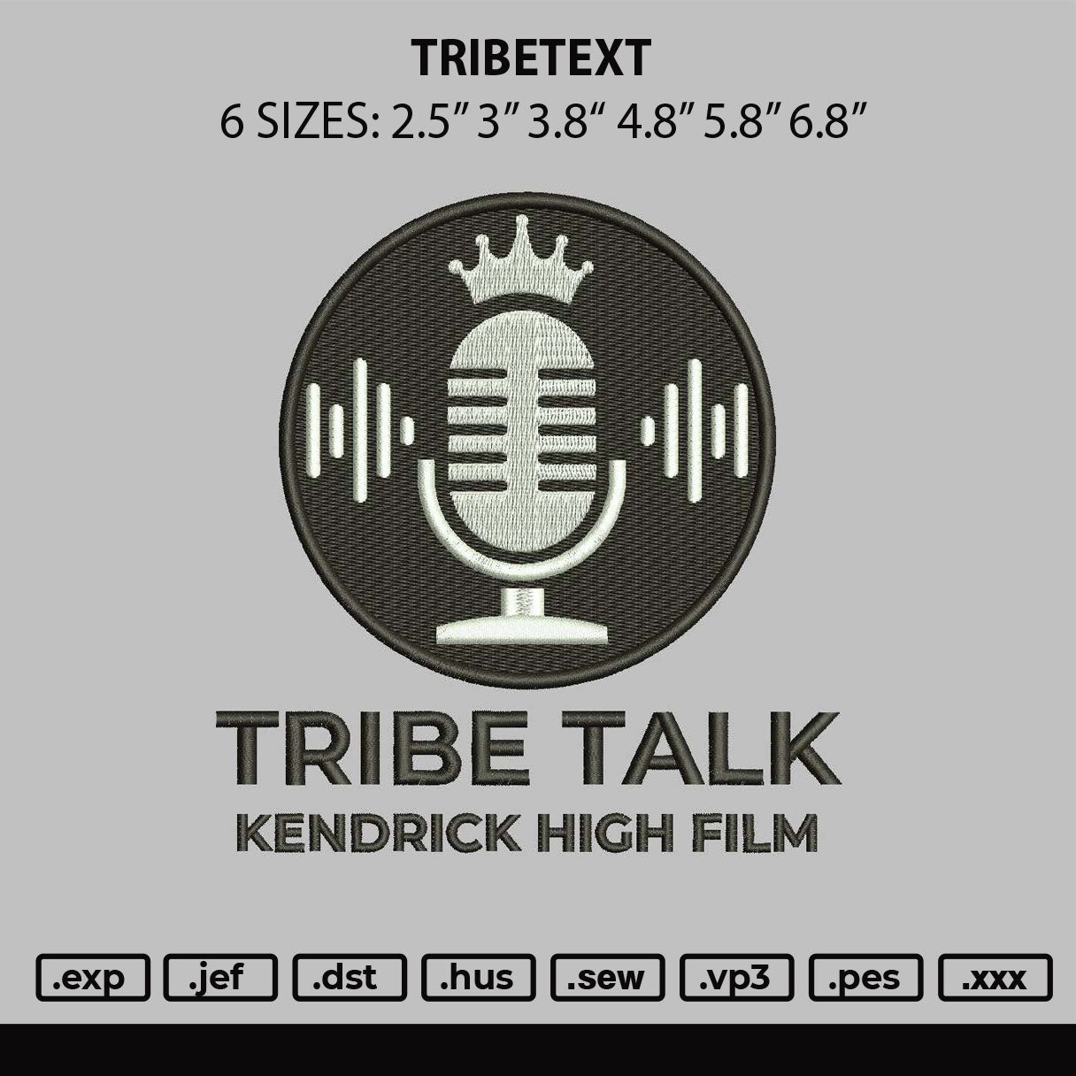 Tribetext Embroidery File 6 sizes