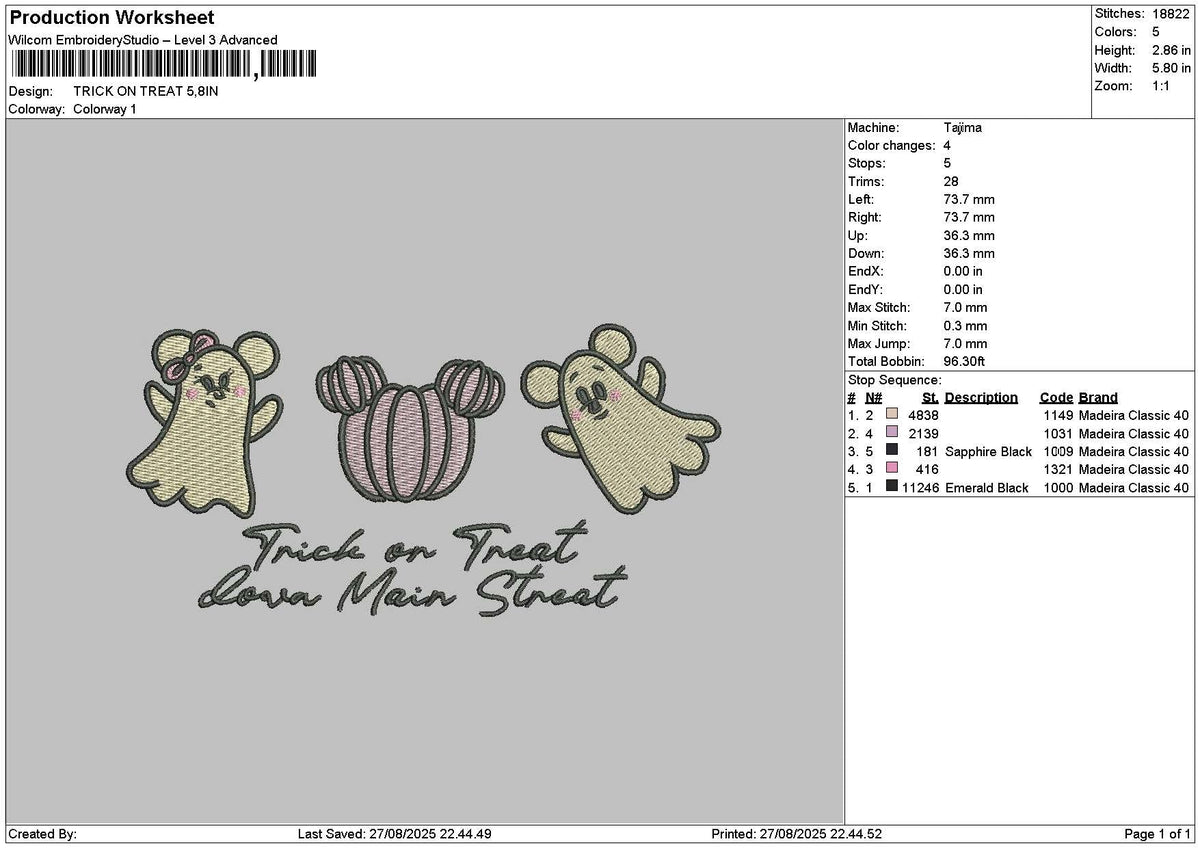 Pumpkintrick Embroidery File 6 sizes