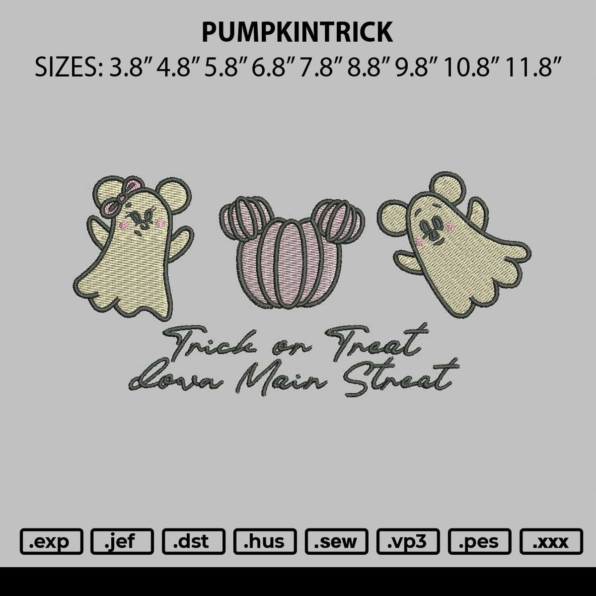 Pumpkintrick Embroidery File 6 sizes