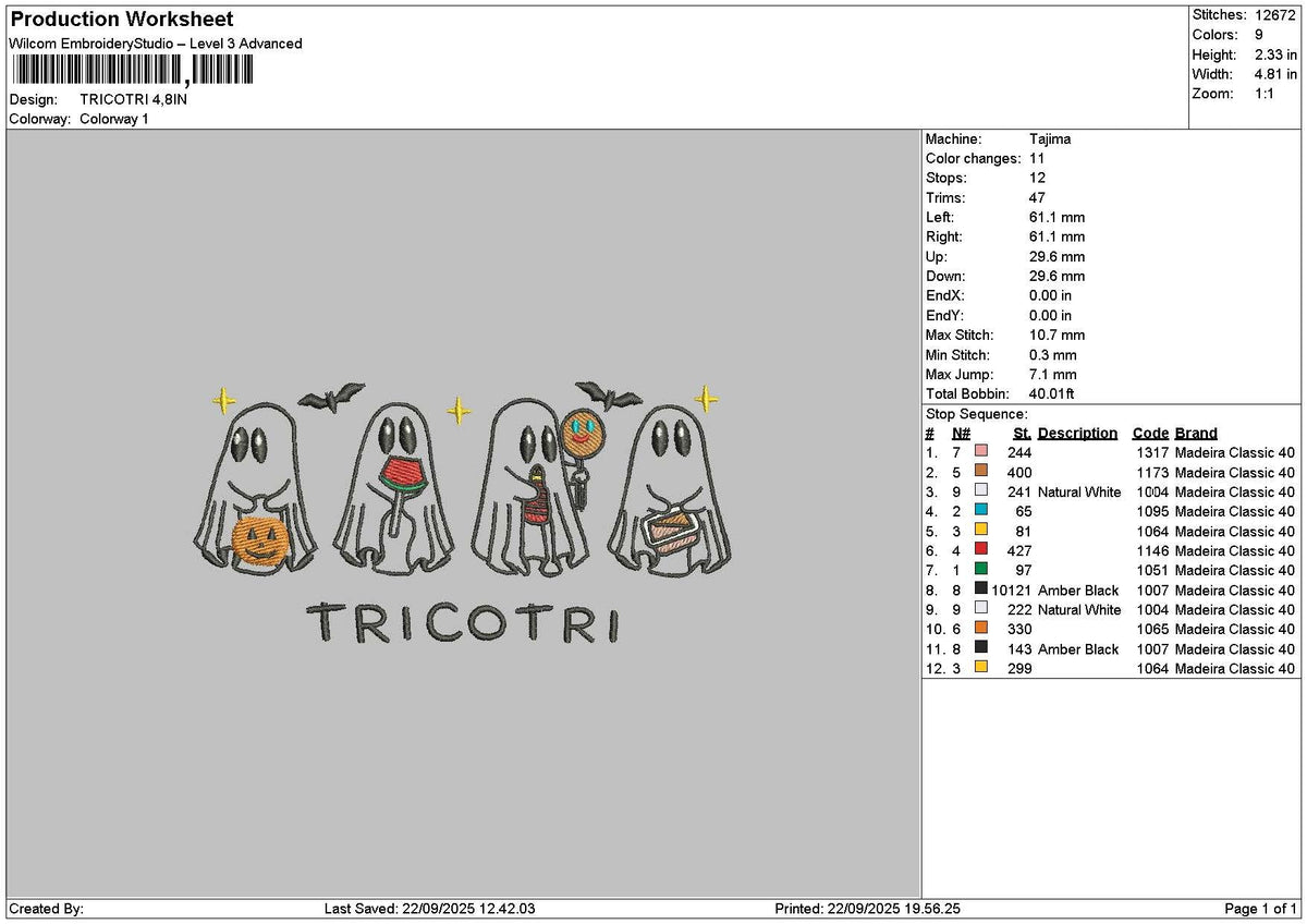 Ghosts Bats 2209 Embroidery File 6 sizes