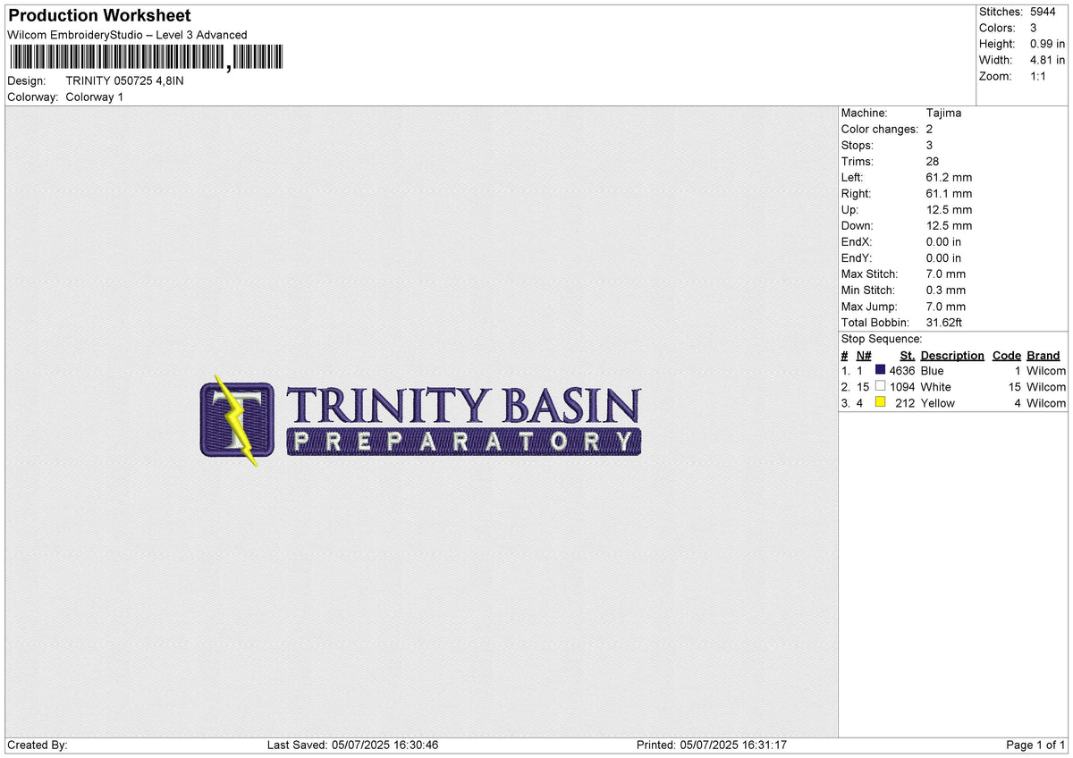 TRINITY 050725 Embroidery File 6 size
