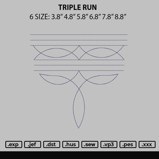 Triple Run Embroidery File 6 sizes