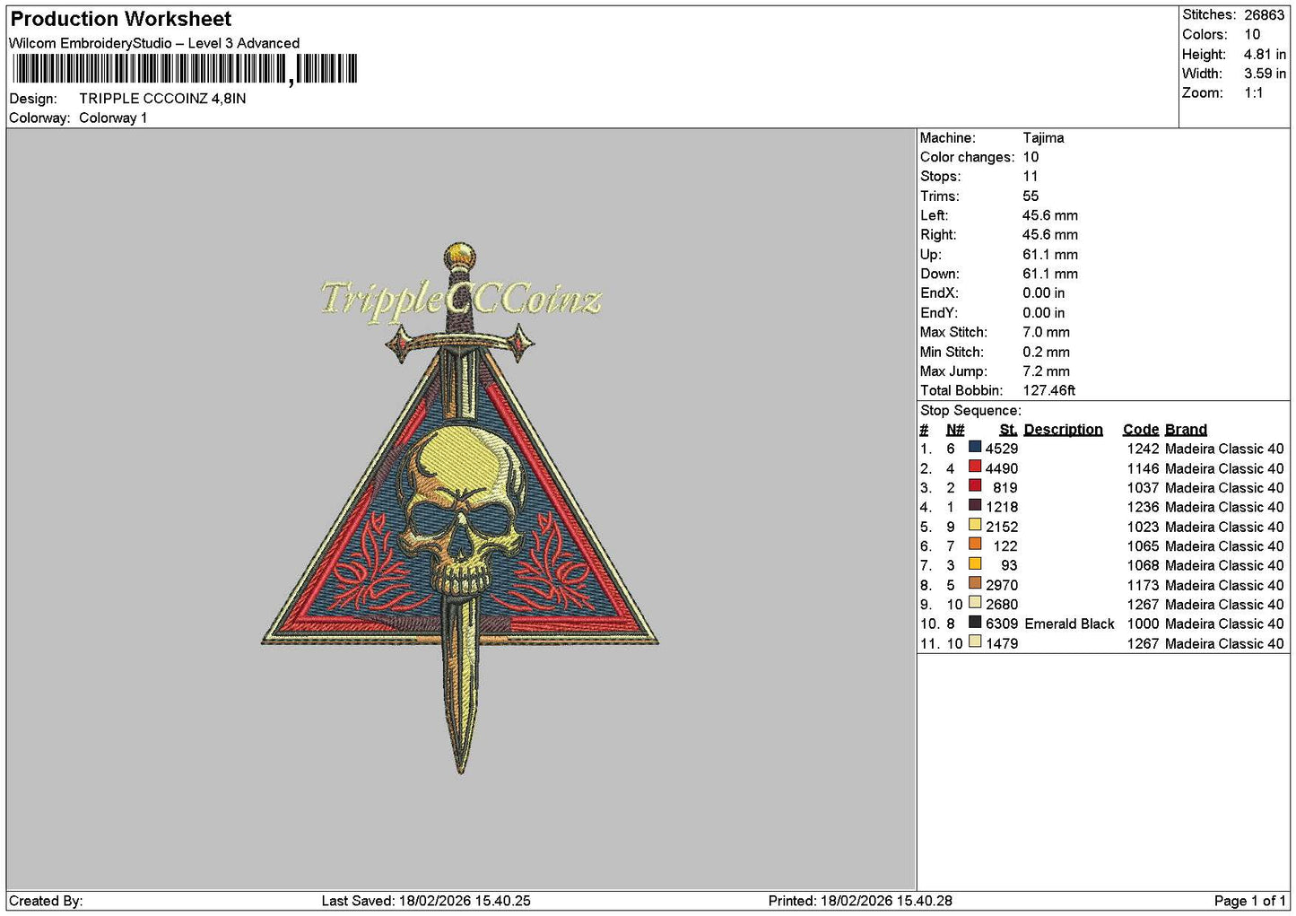 Trippletext Embroidery File 6 sizes