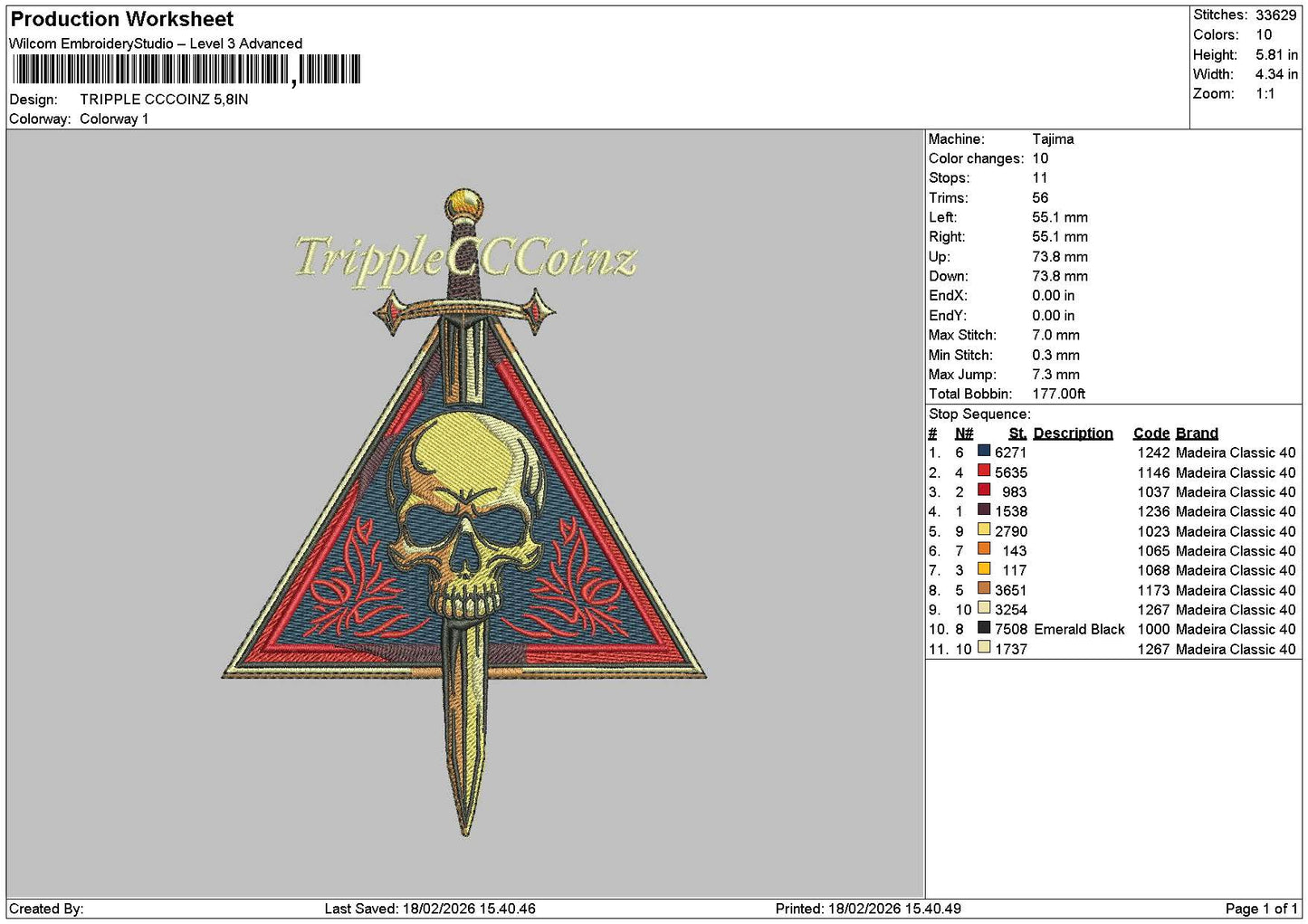 Trippletext Embroidery File 6 sizes