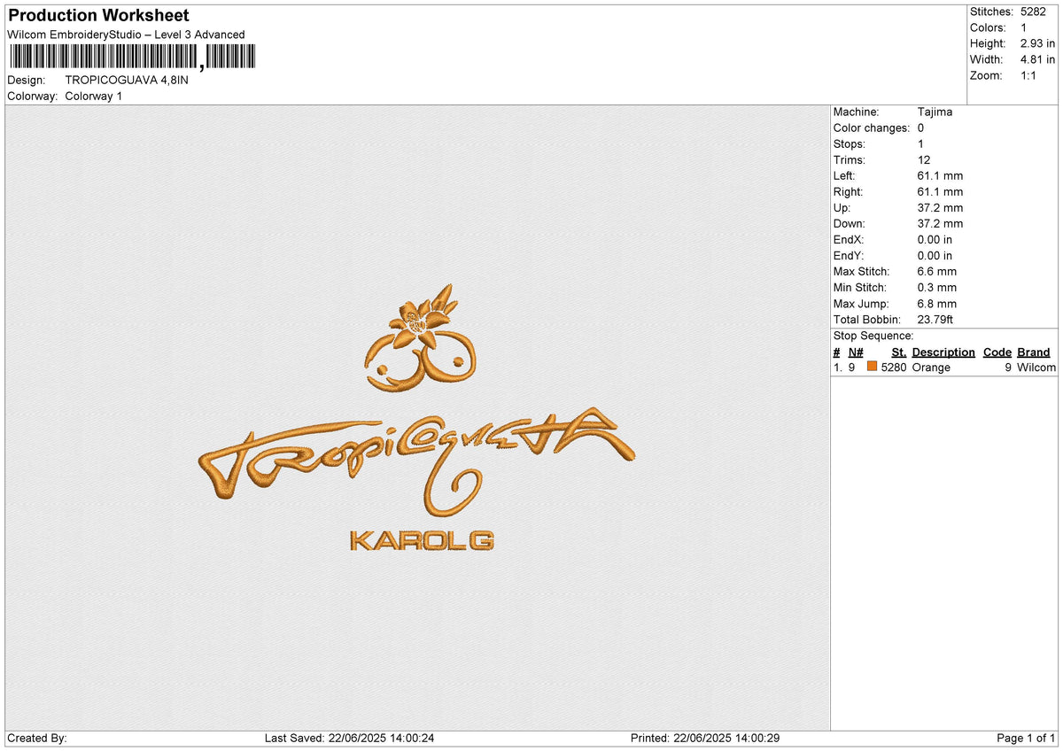 TROPICOGUAVA Embroidery File 6 size
