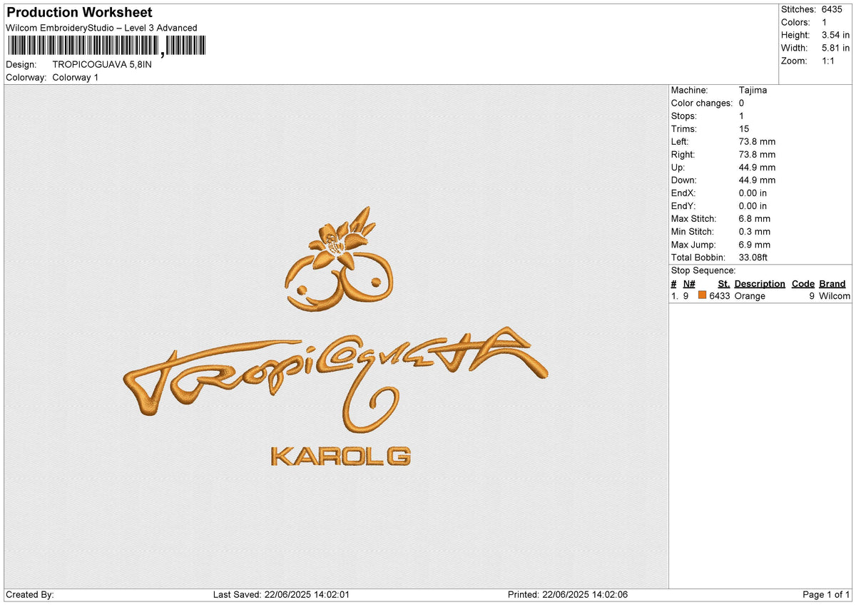 TROPICOGUAVA Embroidery File 6 size