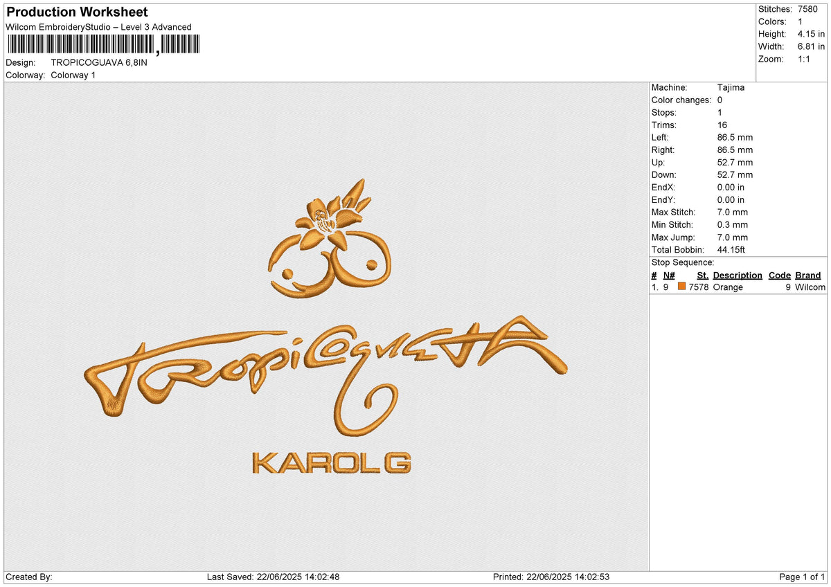 TROPICOGUAVA Embroidery File 6 size
