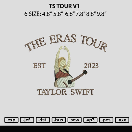 Ts Tour V1 Embroidery File 6 sizes