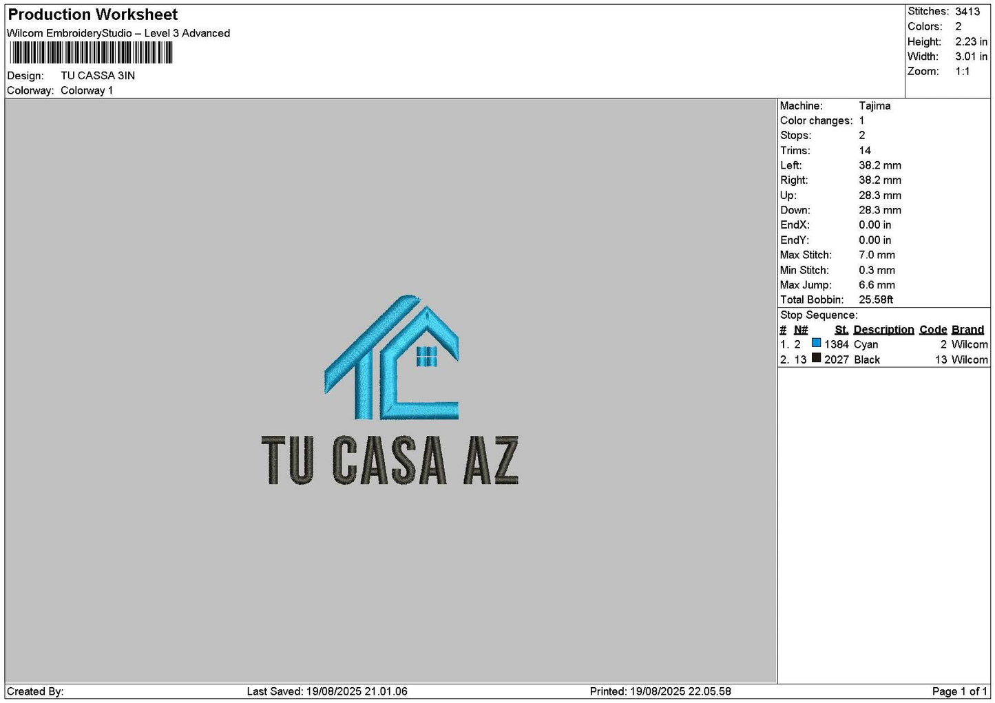 Tucastext Embroidery File 6 sizes