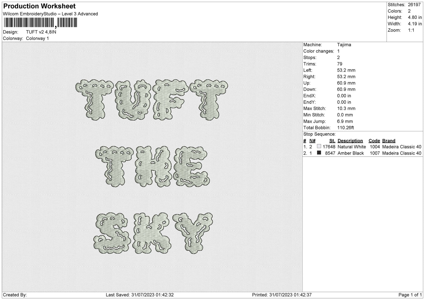 TUFT v2 Embroidery File 6 size