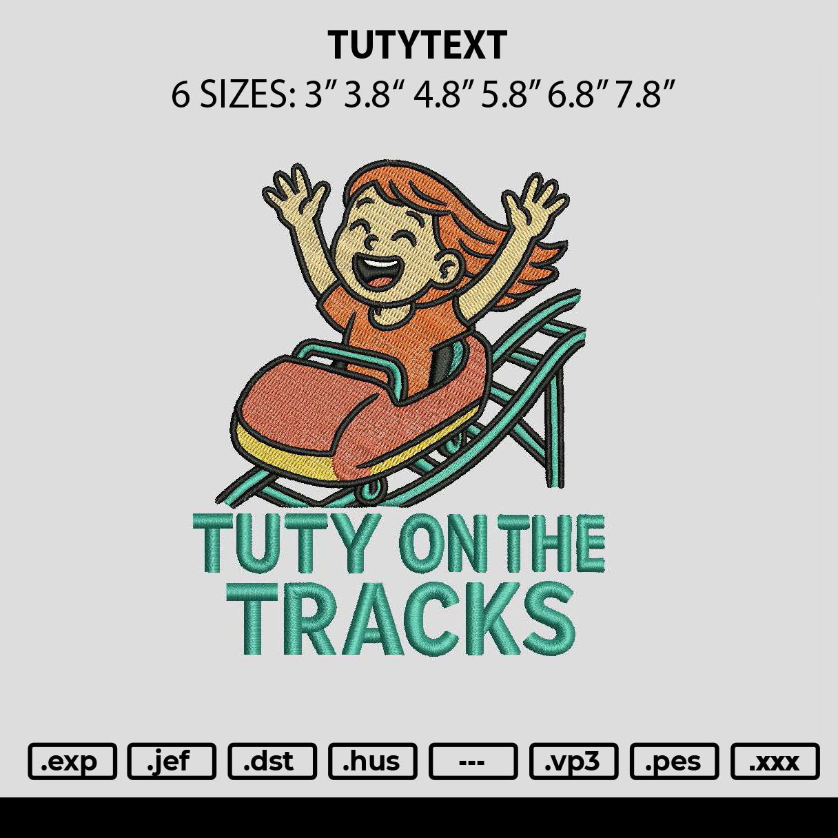 Tutytext Embroidery File 6 sizes