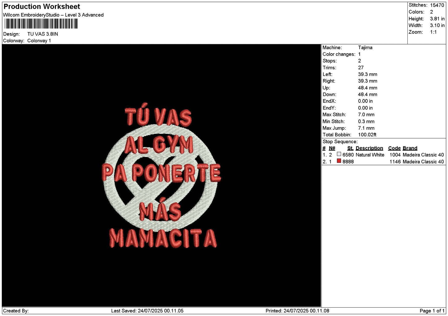 Tuvastext Embroidery File 6 sizes