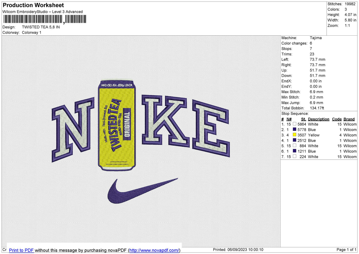TWISTED TEA Embroidery File 6 size
