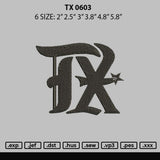 Tx 0603 Embroidery File 6 sizes