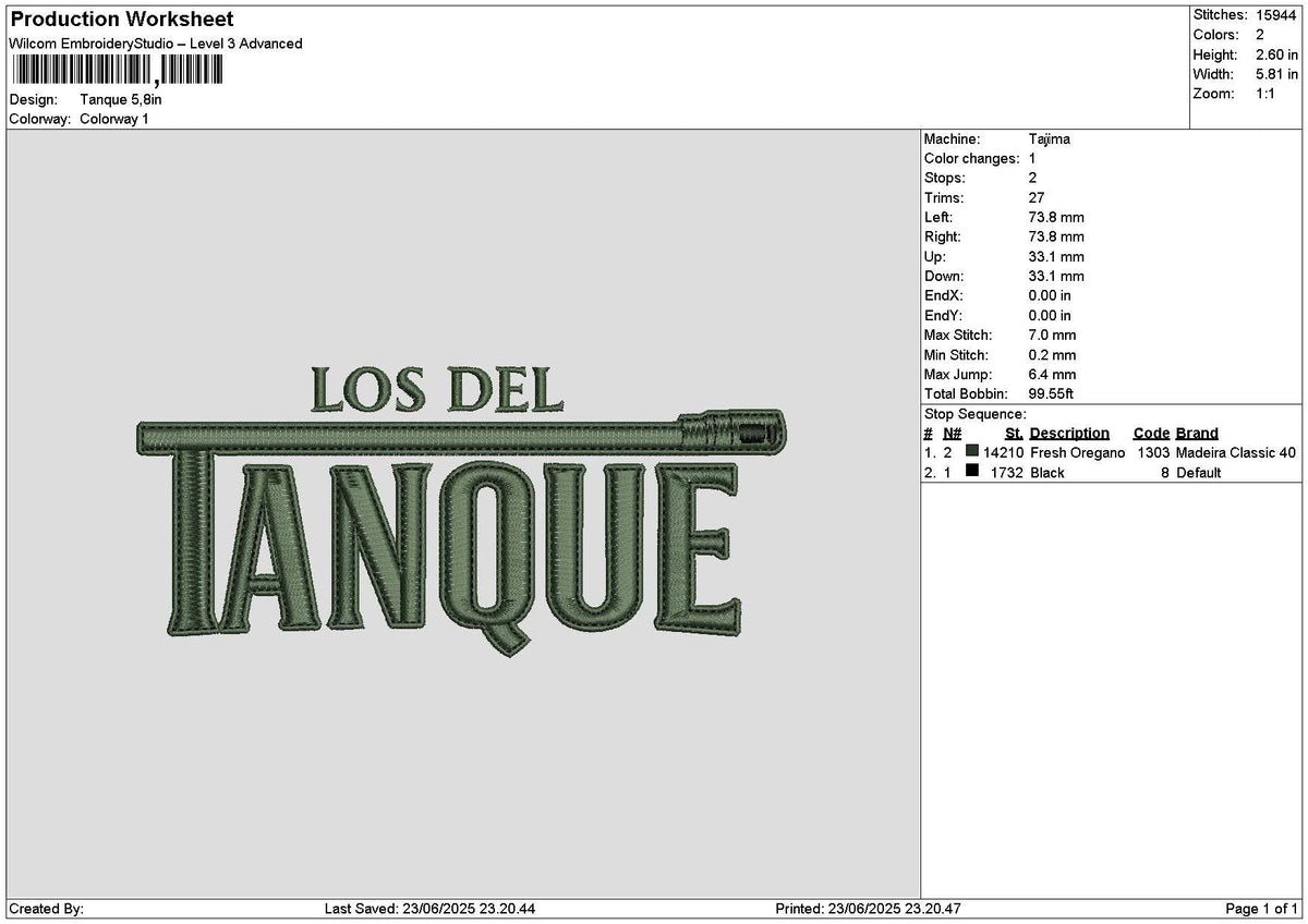 Tanquetext Embroidery File 6 sizes
