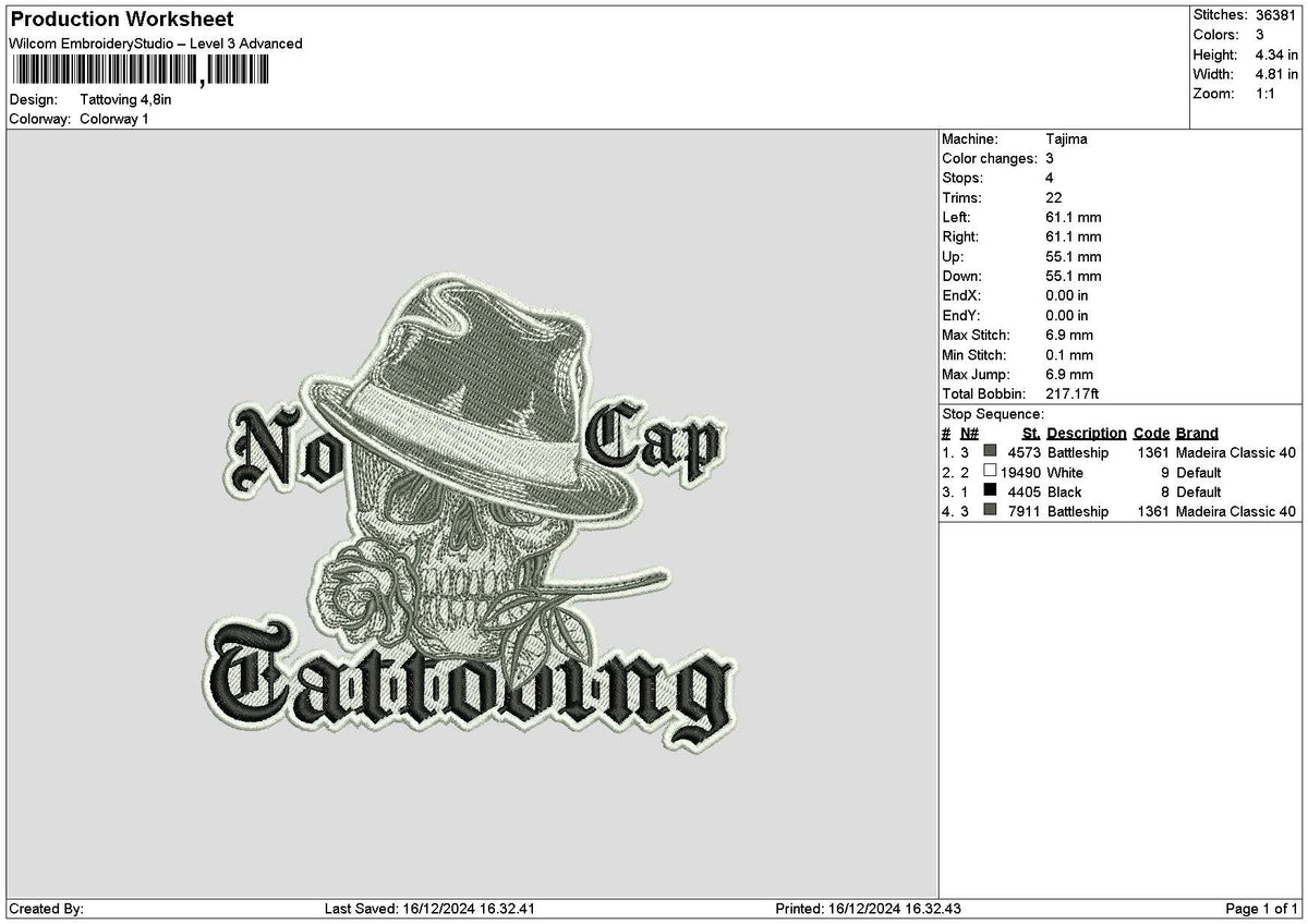 Tattooingtext Embroidery File 6 sizes