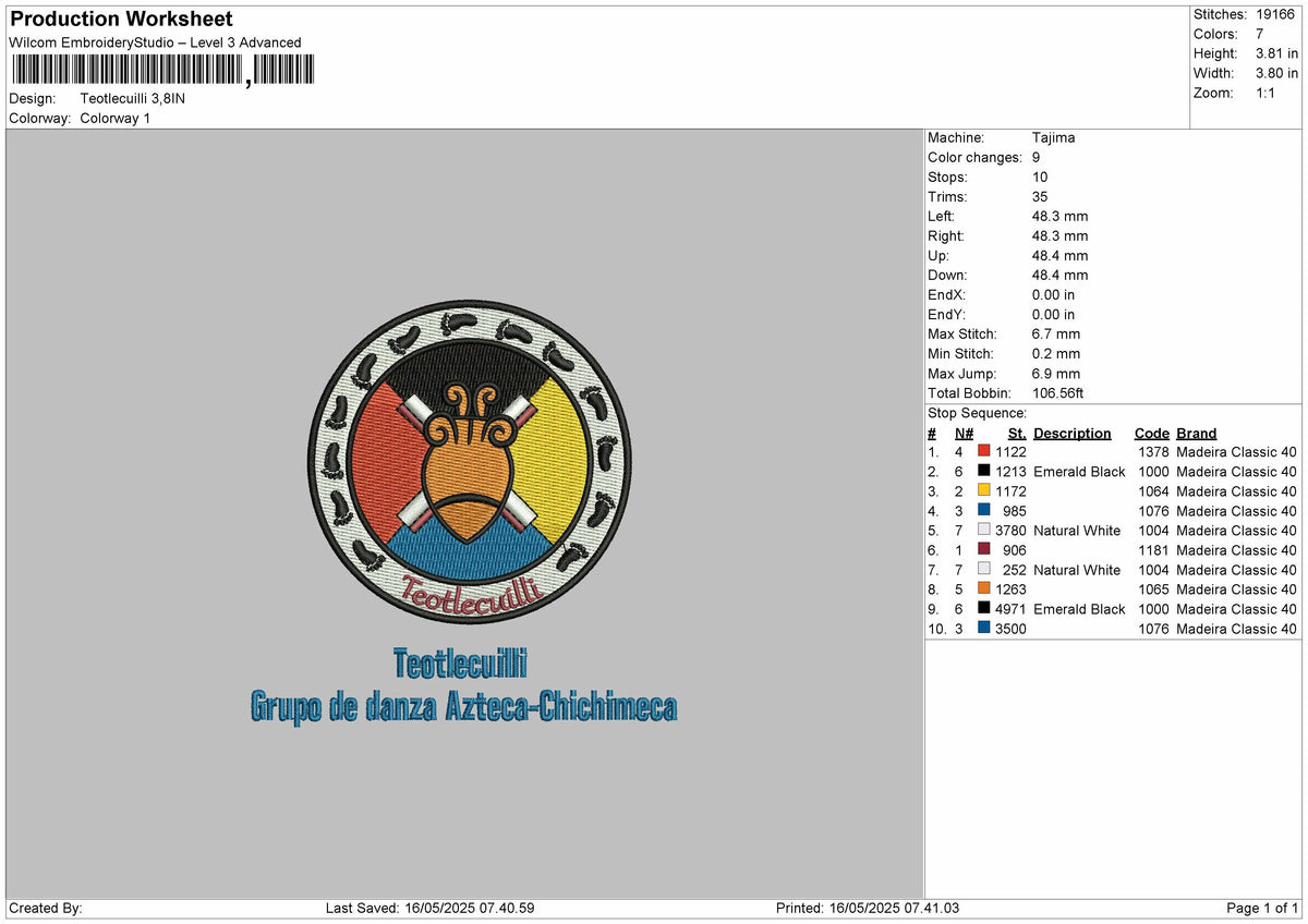 Teotlecuilli Embroidery Files