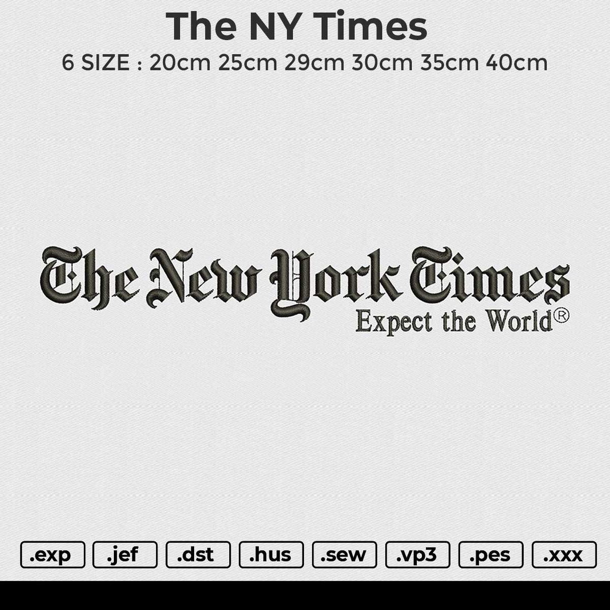The NY Times Embroidery File 6 size