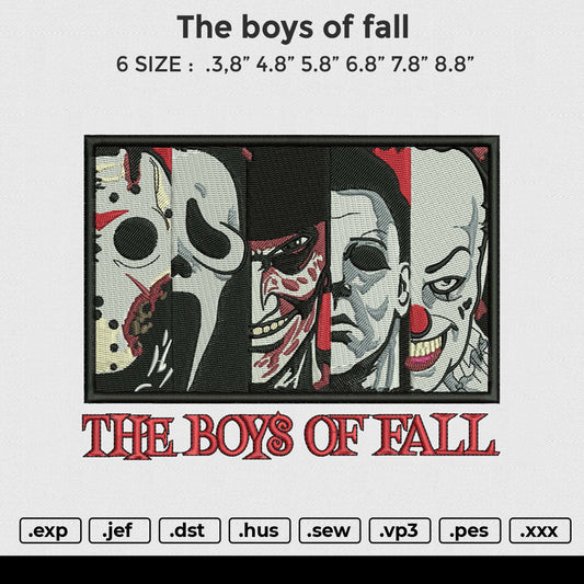 The boys of fall Embroidery File 6 size