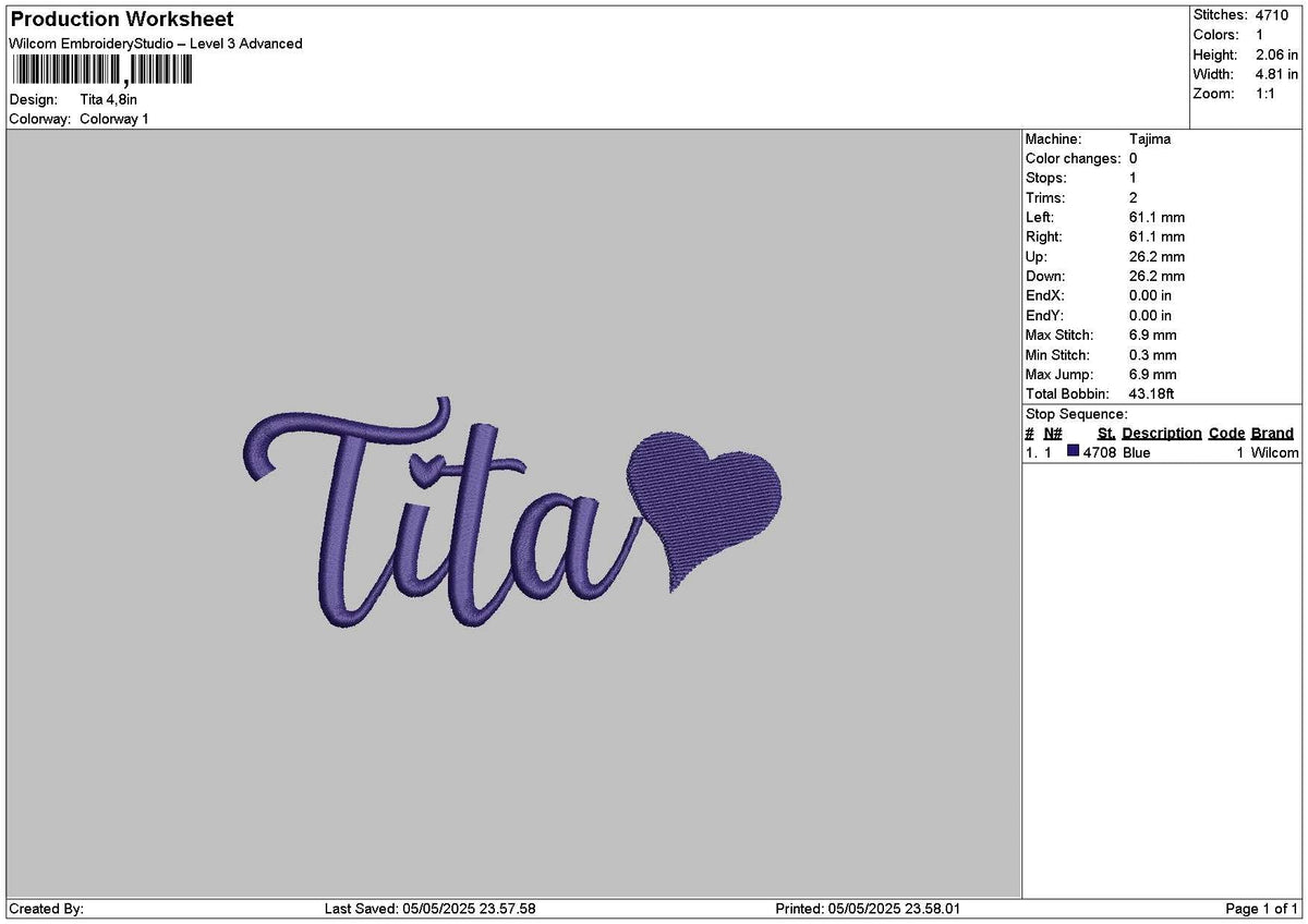 Titatext Embroidery File 6 sizes
