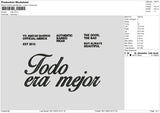 Todo Embroidery File 6 sizes